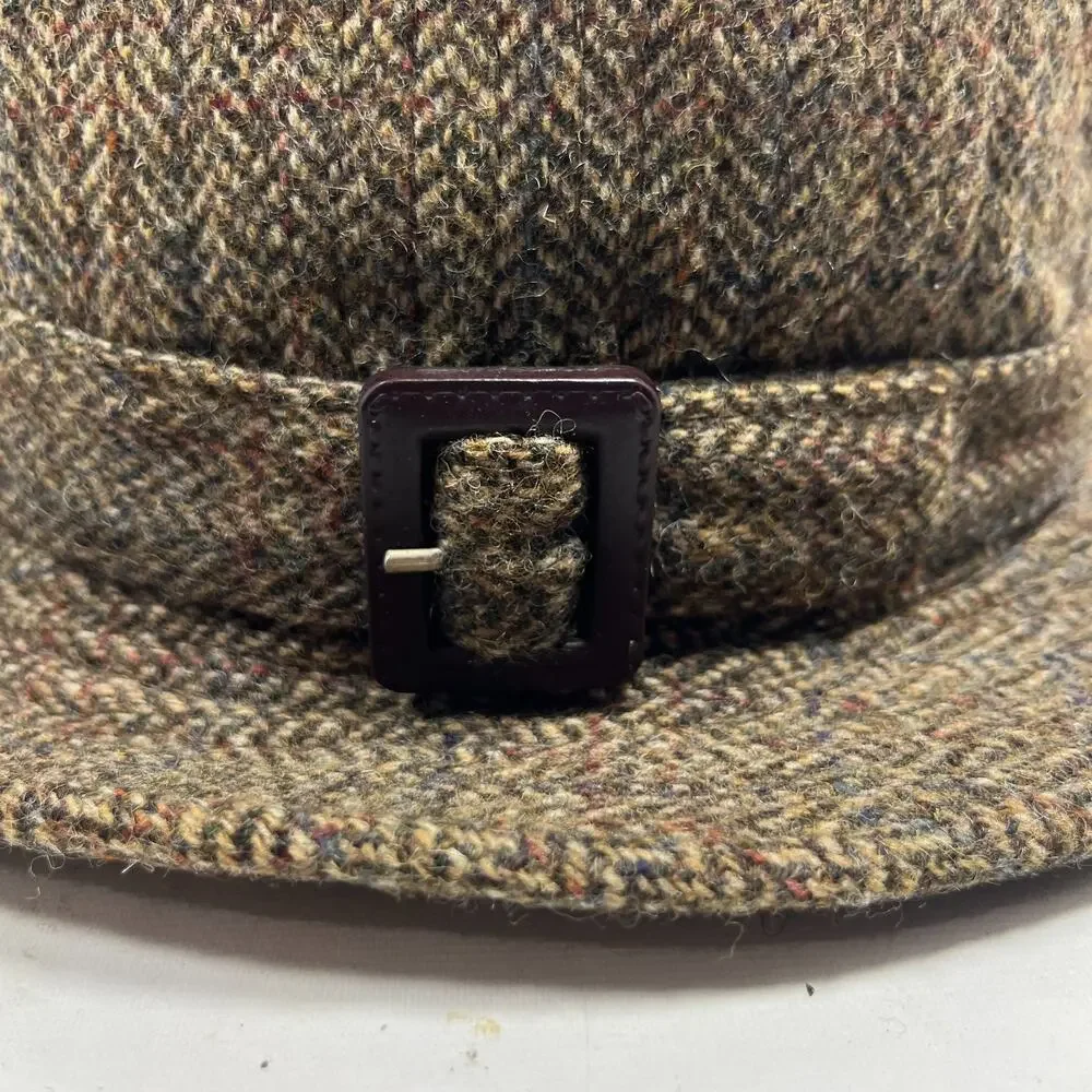 BROOKS BROTHERS Hat Men 7 Wool Herringbone Harris Tweed Bucket Brown England VTG